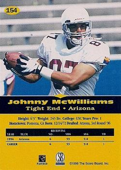 1996-97 Score Board All Sport PPF #154 Johnny McWilliams Back