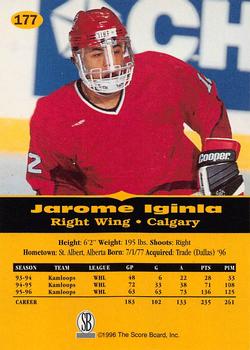 1996-97 Score Board All Sport PPF #177 Jarome Iginla Back