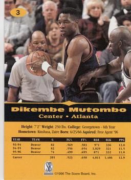 1996-97 Score Board All Sport PPF #3 Dikembe Mutombo Back