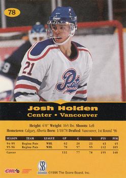 1996-97 Score Board All Sport PPF #78 Josh Holden Back
