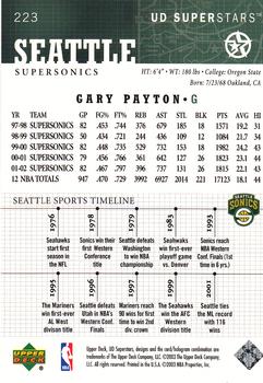 2002-03 UD SuperStars #223 Gary Payton Back