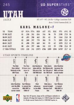2002-03 UD SuperStars #245 Karl Malone Back
