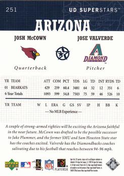 2002-03 UD SuperStars #251 Josh McCown / Jose Valverde Back