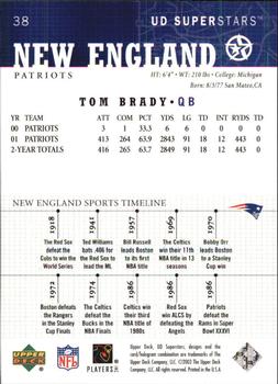 2002-03 UD SuperStars #38 Tom Brady Back