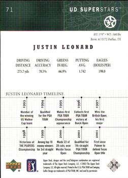 2002-03 UD SuperStars #71 Justin Leonard Back