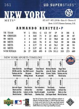 2002-03 UD SuperStars #161 Armando Benitez Back