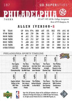 2002-03 UD SuperStars #187 Allen Iverson Back