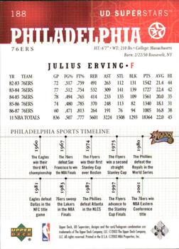 2002-03 UD SuperStars #188 Julius Erving Back