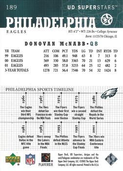 2002-03 UD SuperStars #189 Donovan McNabb Back