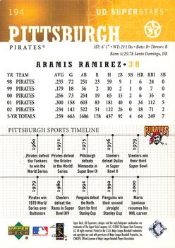 2002-03 UD SuperStars #194 Aramis Ramirez Back