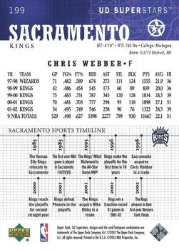 2002-03 UD SuperStars #199 Chris Webber Back