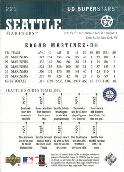 2002-03 UD SuperStars #221 Edgar Martinez Back