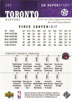 2002-03 UD SuperStars #243 Vince Carter Back