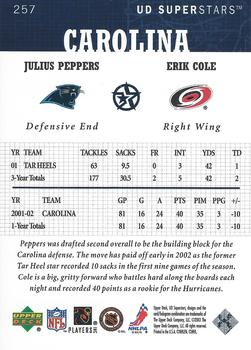2002-03 UD SuperStars #257 Julius Peppers / Erik Cole Back