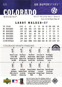 2002-03 UD SuperStars #65 Larry Walker Back