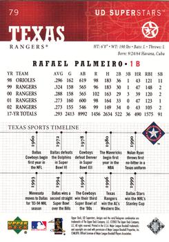 2002-03 UD SuperStars #79 Rafael Palmeiro Back