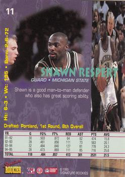 1995 Signature Rookies Tetrad #11 Shawn Respert Back