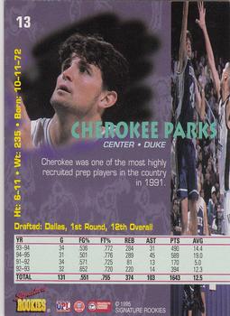1995 Signature Rookies Tetrad #13 Cherokee Parks Back