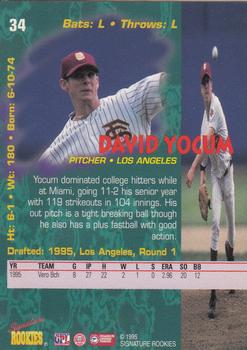 1995 Signature Rookies Tetrad #34 David Yocum Back