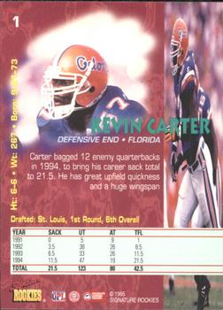 1995 Signature Rookies Tetrad #1 Kevin Carter Back
