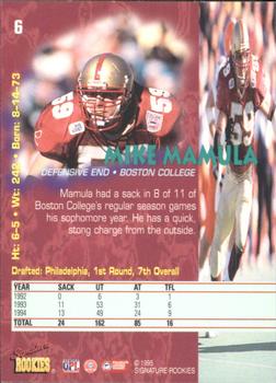 1995 Signature Rookies Tetrad #6 Mike Mamula Back