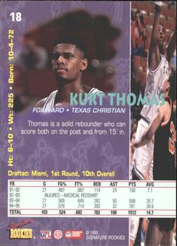 1995 Signature Rookies Tetrad #18 Kurt Thomas Back