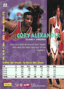 1995 Signature Rookies Tetrad #22 Cory Alexander Back