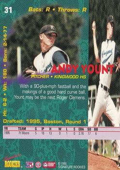 1995 Signature Rookies Tetrad #31 Andy Yount Back