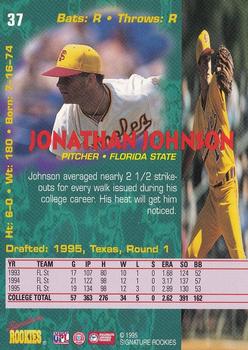 1995 Signature Rookies Tetrad #37 Jonathan Johnson Back
