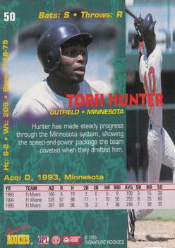 1995 Signature Rookies Tetrad #50 Torii Hunter Back