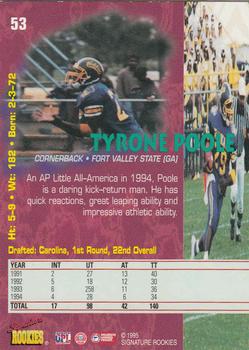 1995 Signature Rookies Tetrad #53 Tyrone Poole Back