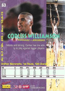 1995 Signature Rookies Tetrad #63 Corliss Williamson Back