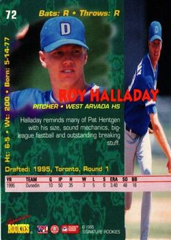 1995 Signature Rookies Tetrad #72 Roy Halladay Back