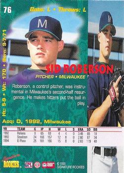 1995 Signature Rookies Tetrad #76 Sid Roberson Back