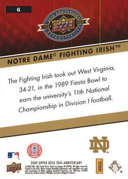 2009 Upper Deck 20th Anniversary #6 Notre Dame Fighting Irish Back