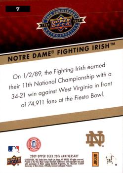 2009 Upper Deck 20th Anniversary #7 Notre Dame Fighting Irish Back
