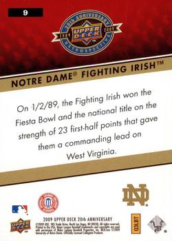 2009 Upper Deck 20th Anniversary #9 Notre Dame Fighting Irish Back
