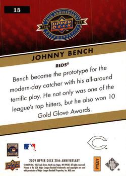 2009 Upper Deck 20th Anniversary #15 Johnny Bench Back