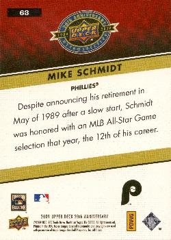 2009 Upper Deck 20th Anniversary #63 Mike Schmidt Back