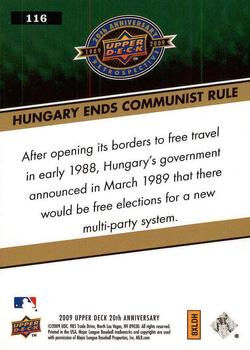 2009 Upper Deck 20th Anniversary #116 Hungary Ends Communist Rule Back