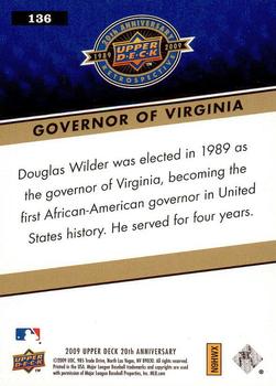 2009 Upper Deck 20th Anniversary #136 Douglas Wilder Back