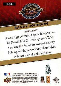 2009 Upper Deck 20th Anniversary #204 Randy Johnson Back