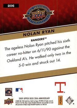 2009 Upper Deck 20th Anniversary #206 Nolan Ryan Back