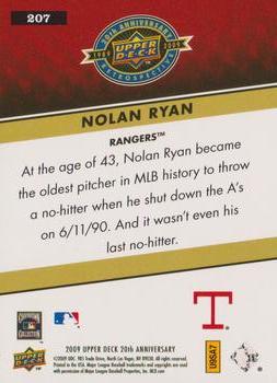 2009 Upper Deck 20th Anniversary #207 Nolan Ryan Back