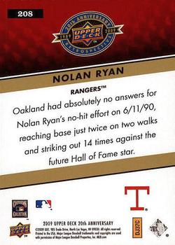 2009 Upper Deck 20th Anniversary #208 Nolan Ryan Back