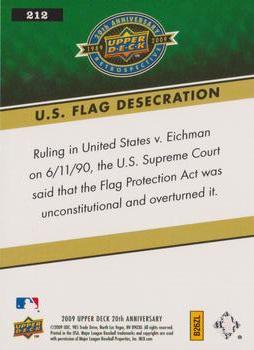 2009 Upper Deck 20th Anniversary #212 U.S. Flag Desecration Back