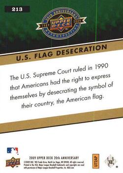 2009 Upper Deck 20th Anniversary #213 U.S. Flag Desecration Back