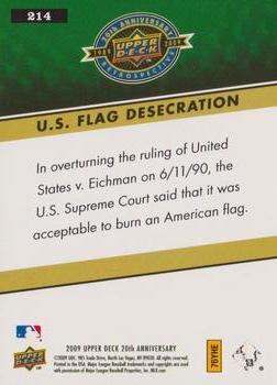 2009 Upper Deck 20th Anniversary #214 U.S. Flag Desecration Back