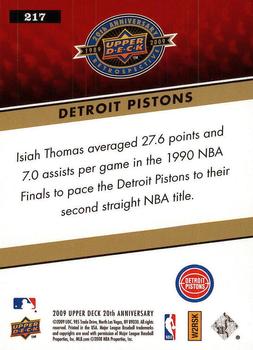 2009 Upper Deck 20th Anniversary #217 Detroit Pistons Back