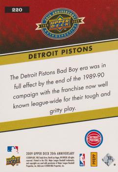 2009 Upper Deck 20th Anniversary #220 Detroit Pistons Back